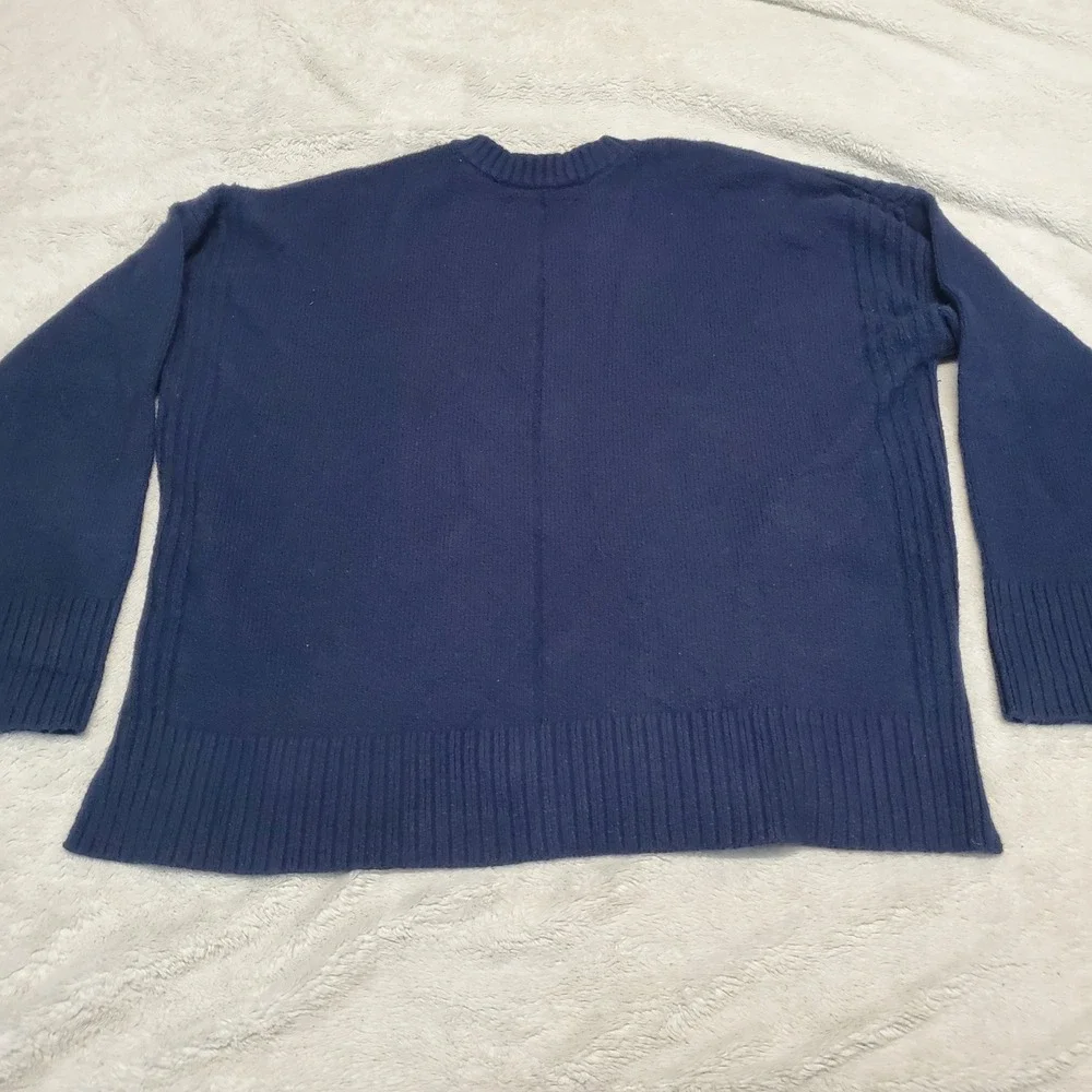 Loft Navy Blue Knit Sweater Women XL Casual Cozy Capsule Classic Basic‎ Simple - Picture 3 of 7